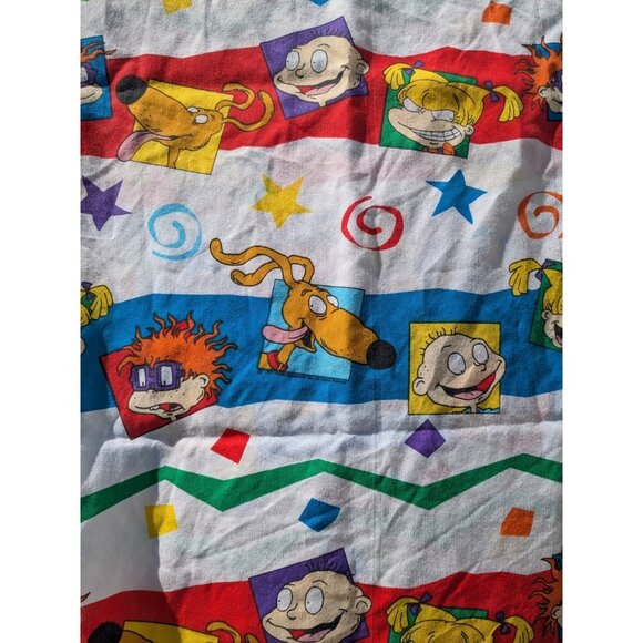 Vintage 1997 Nickelodeon Rugrats Twin Flat Bed Sheet Springs Tommy Angelica - Picture 3 of 9